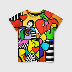 Футболка детская Romero Britto - valentines day, цвет: 3D-принт