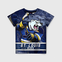 Футболка детская Сент-Луис Блюз, St Louis Blues Маскот, цвет: 3D-принт