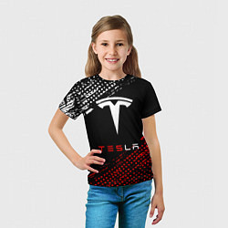 Футболка детская Tesla - Logo Pattern, цвет: 3D-принт — фото 2