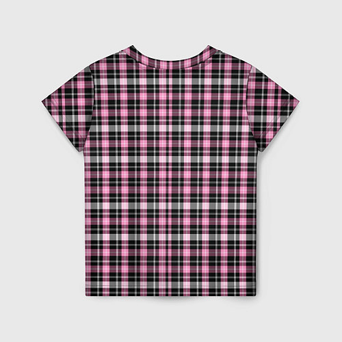 Детская футболка Шотландская клетка Tartan scottish роз-черно-бел / 3D-принт – фото 2