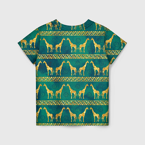 Детская футболка Золотые жирафы паттерн / 3D-принт – фото 2