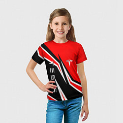 Футболка детская ТЕСЛА - КРАСНЫЙ СПОРТИВНЫЙ, цвет: 3D-принт — фото 2
