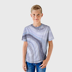 Футболка детская Дизайн с эффектом мрамора синего цвета, цвет: 3D-принт — фото 2