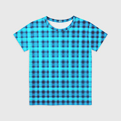 Футболка детская Неоновый узор в клеточку Голубая клетка Светящиеся, цвет: 3D-принт