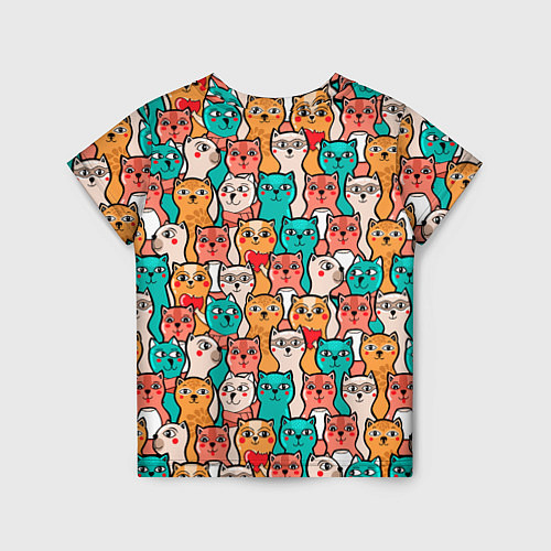 Детская футболка Милые Разноцветные Котики / 3D-принт – фото 2