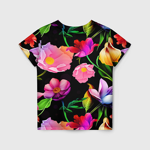 Детская футболка Цветочный узор Floral pattern / 3D-принт – фото 2