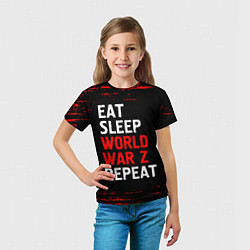 Футболка детская Eat Sleep World War Z Repeat - Краска, цвет: 3D-принт — фото 2