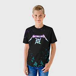 Футболка детская Metallica металлика neon, цвет: 3D-принт — фото 2