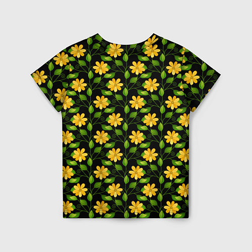 Детская футболка Желтые цветочки паттерн / 3D-принт – фото 2