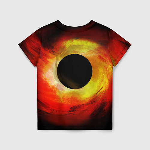 Детская футболка Черная дыра на красно-желтом фоне / 3D-принт – фото 2