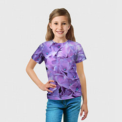Футболка детская Фиолетово-сиреневые цветы, цвет: 3D-принт — фото 2
