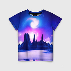 Детская футболка Фантастический пейзаж Неон Космос