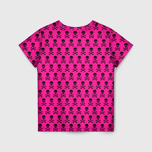 Детская футболка Розовый фон с черепами паттерн / 3D-принт – фото 2