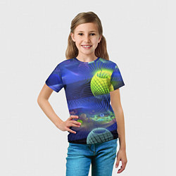 Футболка детская Геометрический фрактальный неоновый паттерн Geomet, цвет: 3D-принт — фото 2