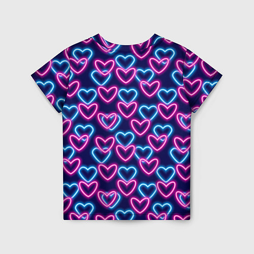 Детская футболка Неоновые сердца, паттерн / 3D-принт – фото 2