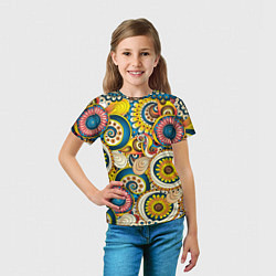 Футболка детская РАСПИСНЫЕ ЦВЕТЫ, цвет: 3D-принт — фото 2