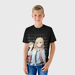 Футболка детская МАРИН КИТАГАВА С БУРГЕРОМ ИЕРОГЛИФЫ, цвет: 3D-принт — фото 2