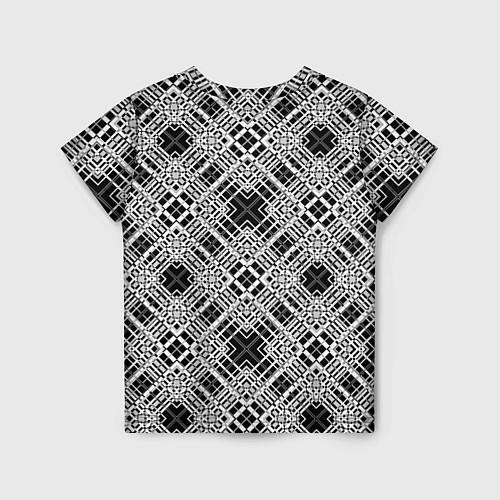 Детская футболка Черно-белый геометрический узор в клетку / 3D-принт – фото 2