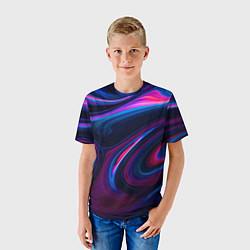 Футболка детская Неоновые разводы Neon streaks, цвет: 3D-принт — фото 2