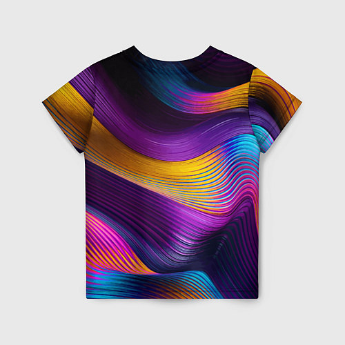 Детская футболка Абстрактная волновая композиция Неоновые полосы Ab / 3D-принт – фото 2