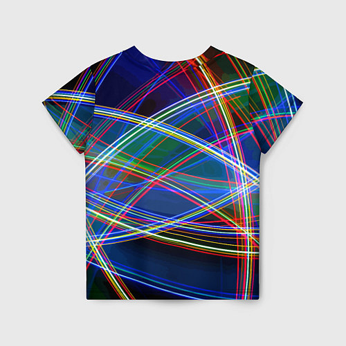 Детская футболка Разноцветные неоновые линии Абстракция Multicolore / 3D-принт – фото 2