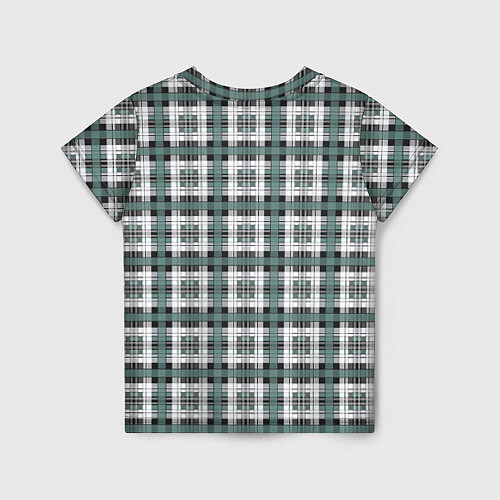 Детская футболка Серо-зеленый клетчатый узор шотландка / 3D-принт – фото 2