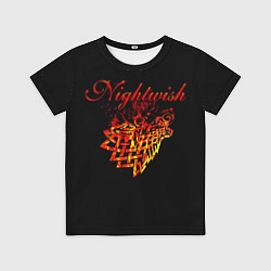 Футболка детская Nightwish кельтский волк с горящей головой, цвет: 3D-принт