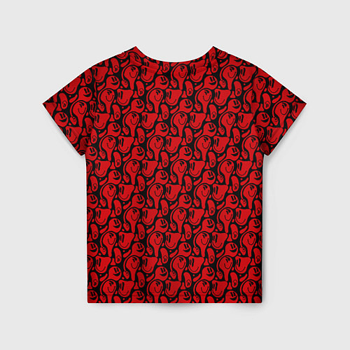 Детская футболка Красные психоделический смайлы / 3D-принт – фото 2
