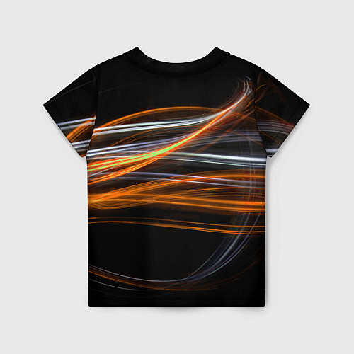 Детская футболка Волнообразные линии неона - Оранжевый / 3D-принт – фото 2