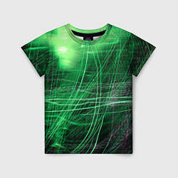 Детская футболка Неоновые волны и линии - Зелёный