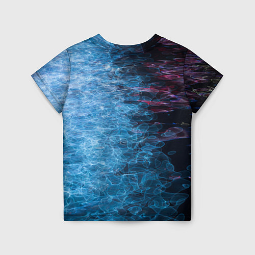 Детская футболка Неоновые волны на воде - Синий / 3D-принт – фото 2