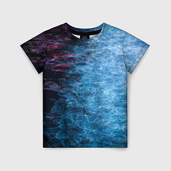 Детская футболка Неоновые волны на воде - Синий