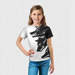 Футболка детская СТАЯ ВОЛКОВ ЧЕРНО-БЕЛЫЕ ВОЛКИ, цвет: 3D-принт — фото 2