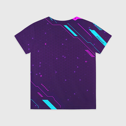 Детская футболка Символ FNAF в неоновых цветах на темном фоне / 3D-принт – фото 2