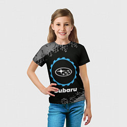 Футболка детская Subaru в стиле Top Gear со следами шин на фоне, цвет: 3D-принт — фото 2