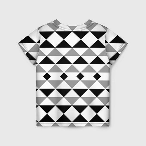 Детская футболка Черно-белый геометрический узор треугольники / 3D-принт – фото 2