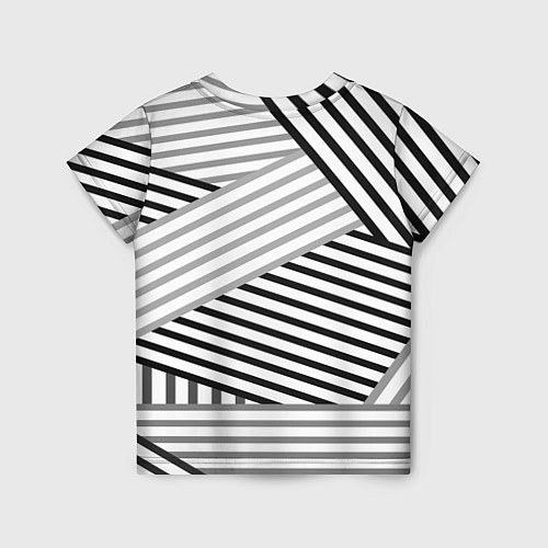 Детская футболка Полосатый узор в черно-белых цветах / 3D-принт – фото 2