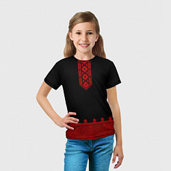 Футболка детская Черная славянская рубаха, цвет: 3D-принт — фото 2