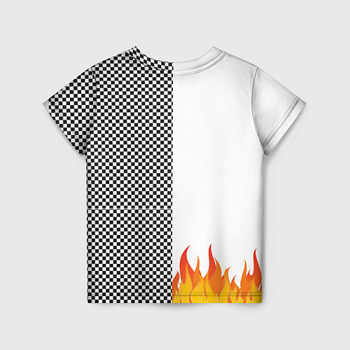 Детская футболка Шахматаня клетка с огнём / 3D-принт – фото 2