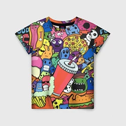 Футболка детская Fast food pattern Pop art Fashion trend, цвет: 3D-принт