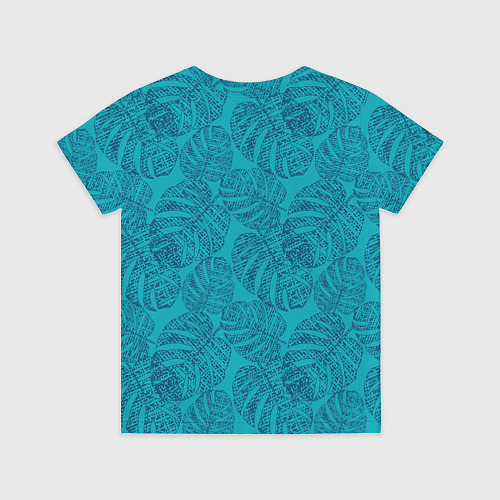 Детская футболка Синие листья монстеры на голубом / 3D-принт – фото 2