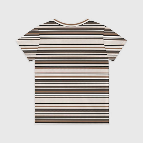 Детская футболка Горизонтальные коричневые бежевые черные полосы / 3D-принт – фото 2