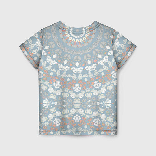 Детская футболка Коралловый и серо-голубой, мандала / 3D-принт – фото 2
