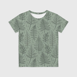 Футболка детская Листья папоротника на зеленом фоне Минимализм, цвет: 3D-принт