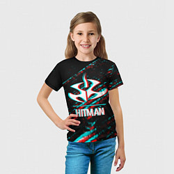 Футболка детская Hitman в стиле Glitch и Баги Графики на темном фон, цвет: 3D-принт — фото 2