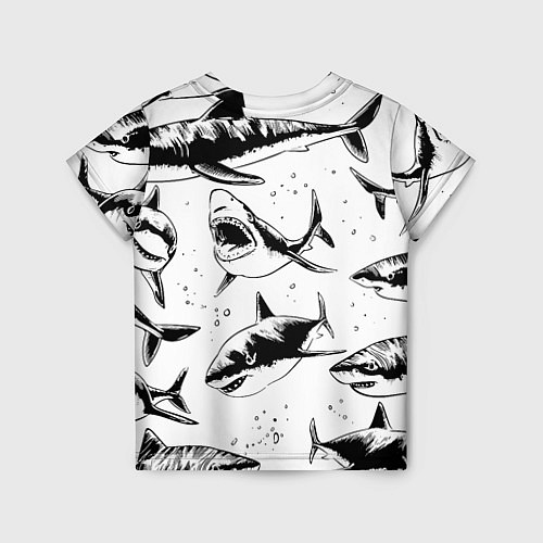 Детская футболка Кровожадные акулы - стая / 3D-принт – фото 2