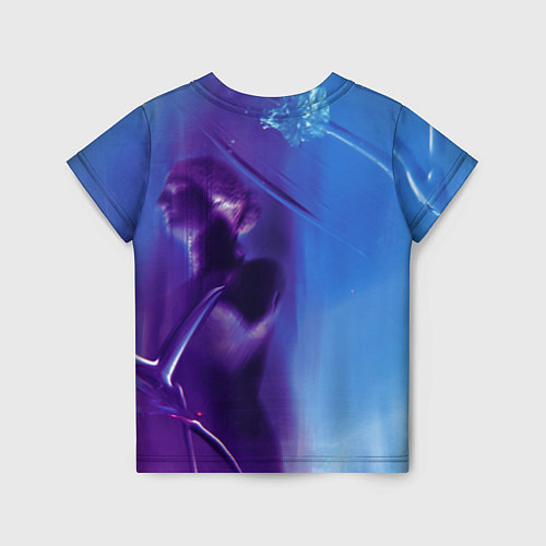 Детская футболка Абстрактные краски и тень - Синий / 3D-принт – фото 2