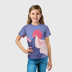 Футболка детская Пейзаж гор и леса в стиле ретро, цвет: 3D-принт — фото 2