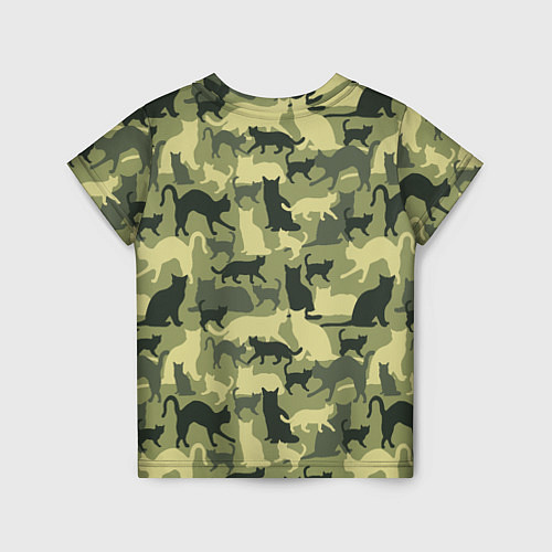 Детская футболка Кошачий камуфляж в зеленой гамме / 3D-принт – фото 2