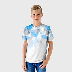 Футболка детская Исчезающие серо-голубые полигоны, цвет: 3D-принт — фото 2